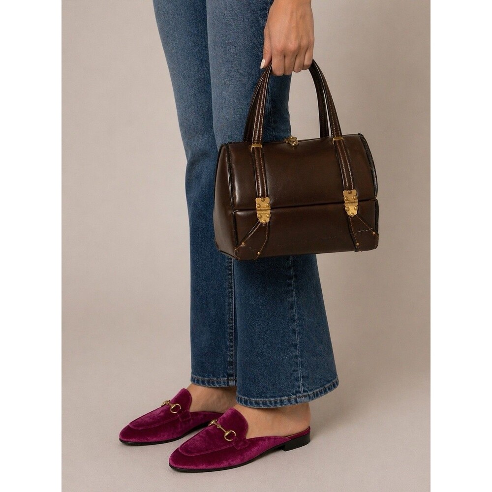 Vintage 80’s Adorable “Rare”  Small Brown Leather Block  Handbag~Elegant!